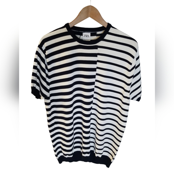 Zara Other - NWOT Zara Men's Knit  Short Sleeve Shirt  Stripes  Sixe XL
